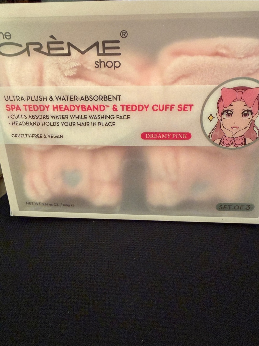 The Crème Shop Dreamy Pink Spa Teddy Headband & Cuff Set